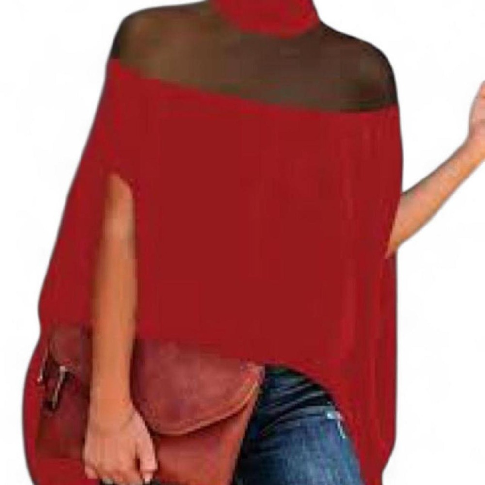 UOOZEE Women's Sexy Mesh Top High Neck Batwing Sleeve Loose Flowy Tunic